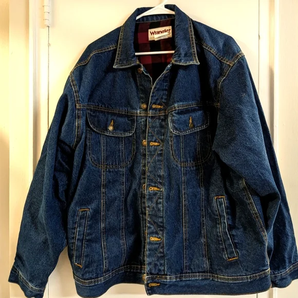 Wrangler Rugged Wear TRUCKER JACKET Gジャン Vintage Wrangler Rugged Wear Men's Medium Blue Jean Denim